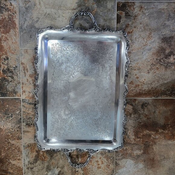 Webster Wilcox Internal Silver American Rose Serving Platter Tray 7391 Large Hea - Picture 3 of 11